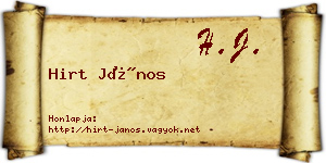 Hirt János névjegykártya