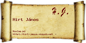 Hirt János névjegykártya